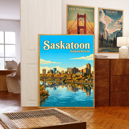 Saskatoon Vintage Travel Poster - Saskatchewan, Canada