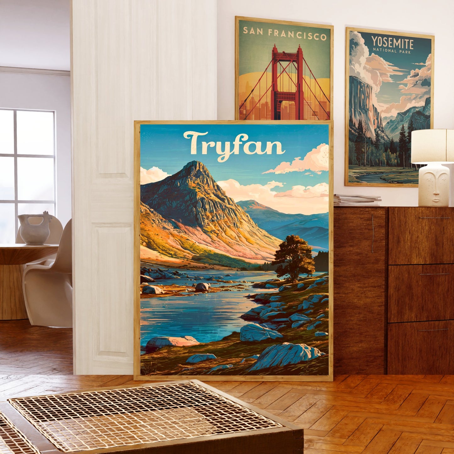 Tryfan Vintage Travel Poster - Iconic View of Snowdonia Landscape North Wales