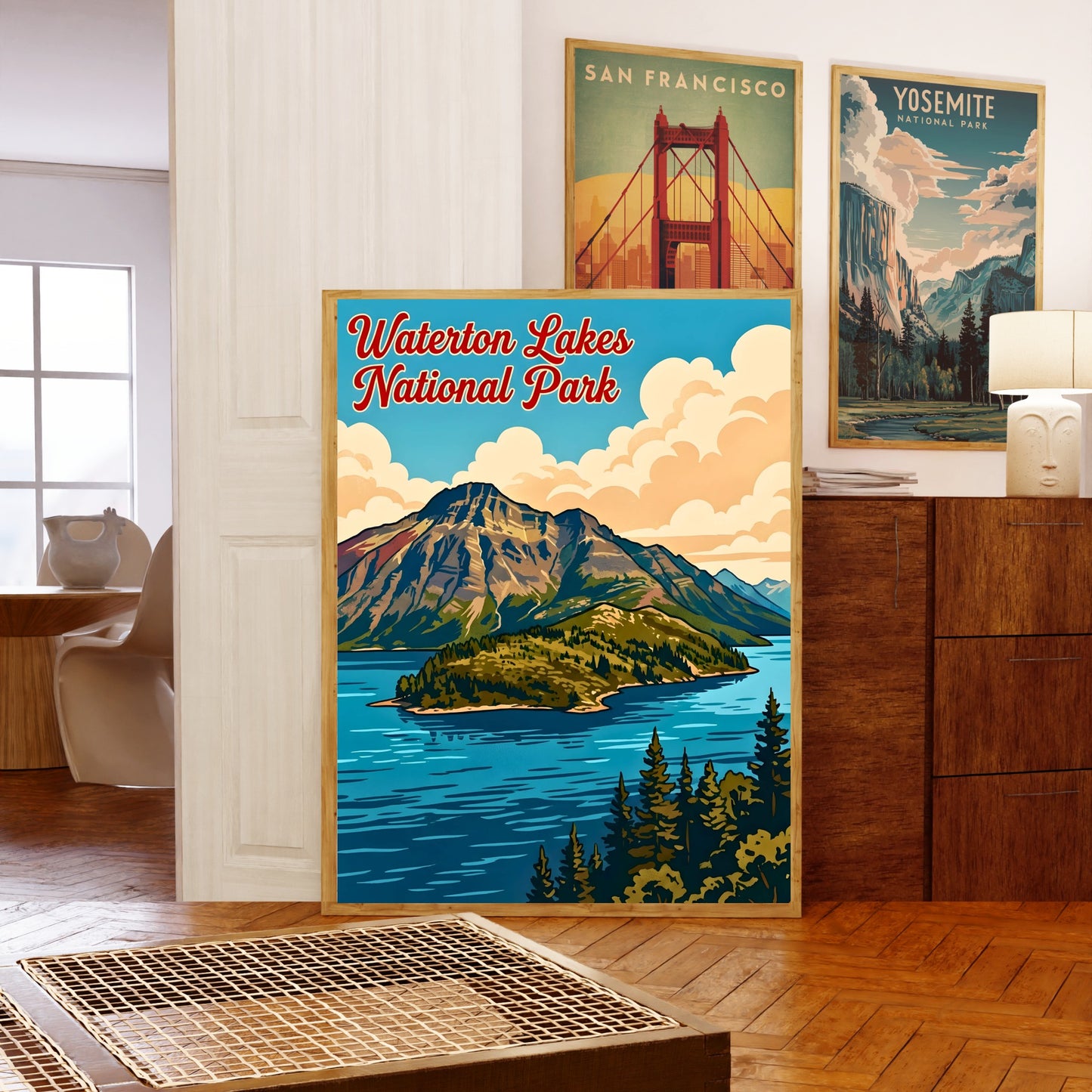 Waterton Lakes National Park Vintage Travel Poster - Rocky Mountain Serenity