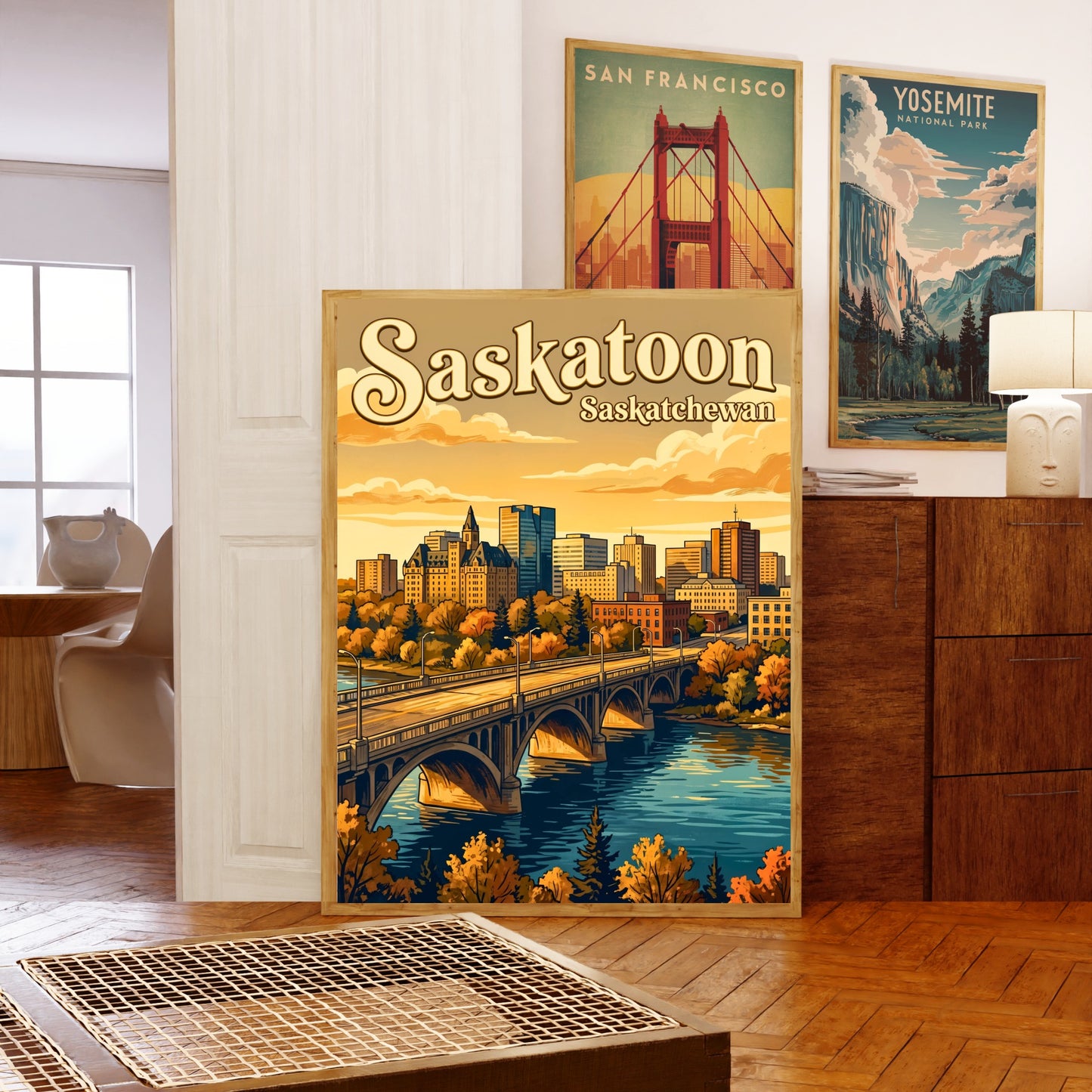 Saskatoon Vintage Travel Poster - Downtown