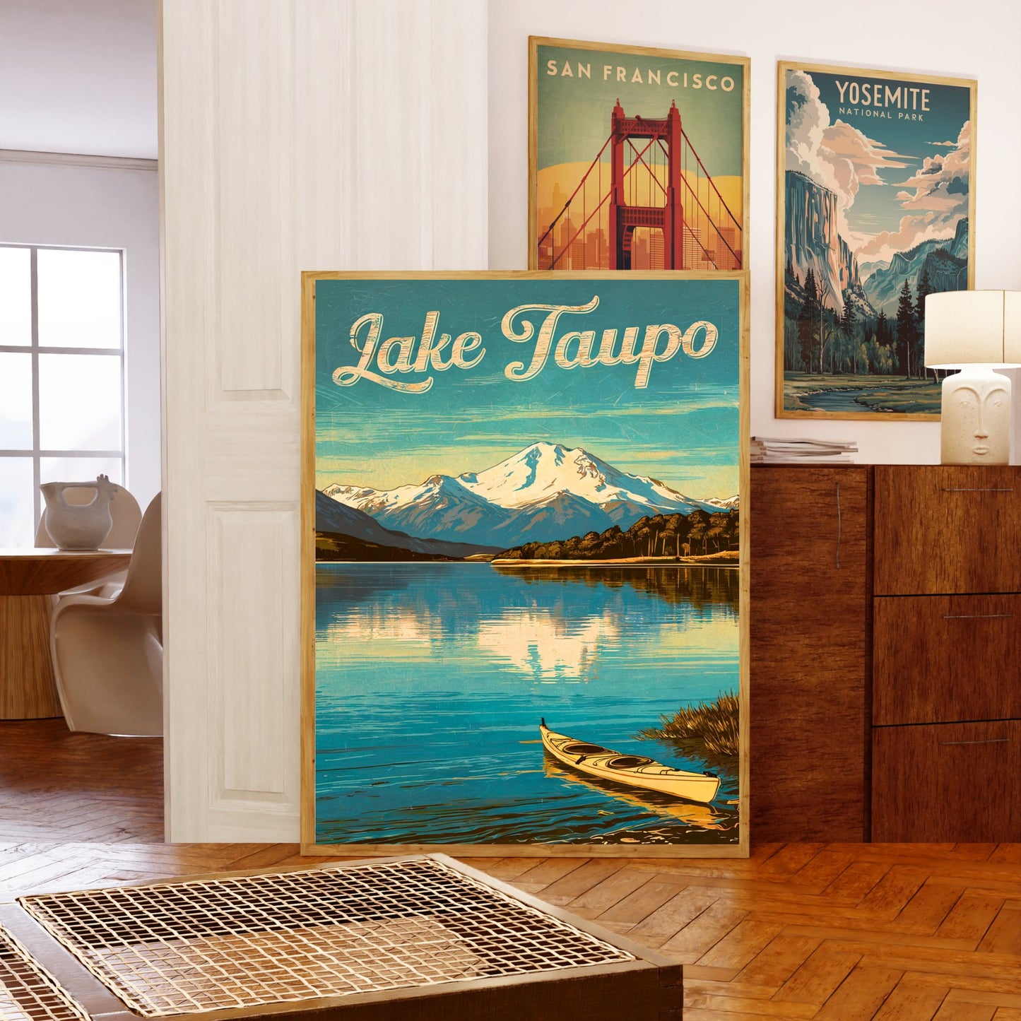 Lake Taupo Vintage Travel Poster - New Zealand Tranquil Lake