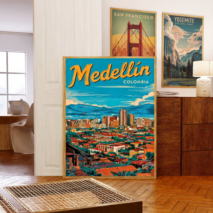 Medellín Vintage Travel Poster - The Soul of Colombia