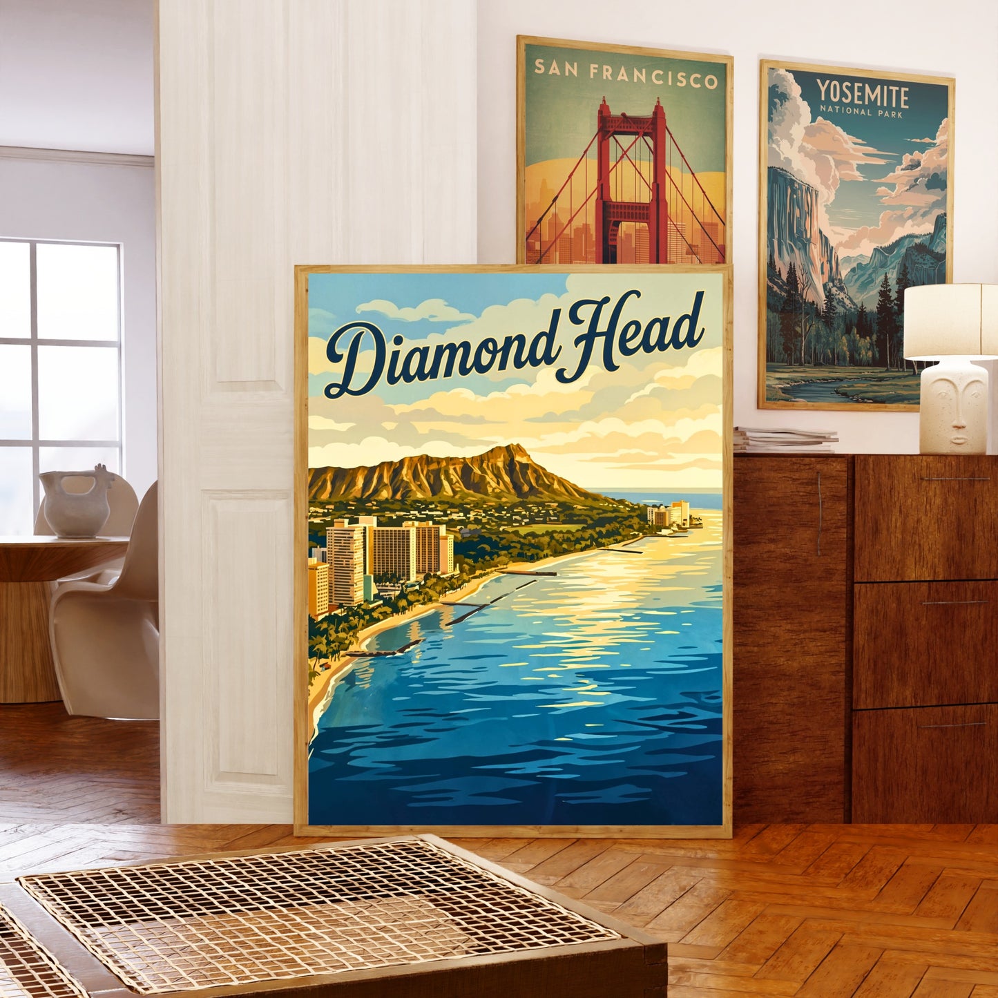 Diamond Head Vintage Travel Poster - Coastal Views