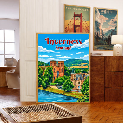 Inverness Vintage Travel Poster - Famous Church View