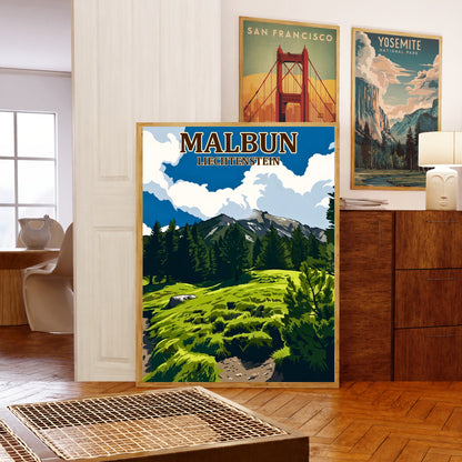 Malbun Vintage Travel Poster - Alpine Serenity