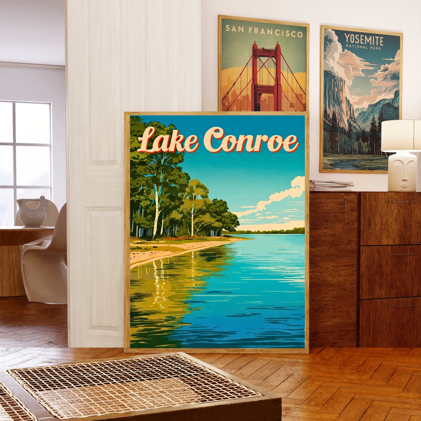 Lake Conroe Vintage Travel Poster