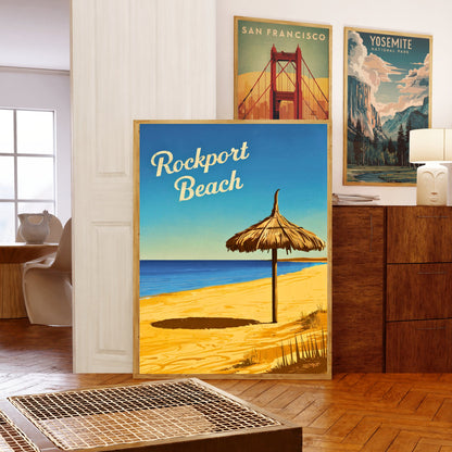 Rockport Beach Vintage Travel Poster  - Serene Beach