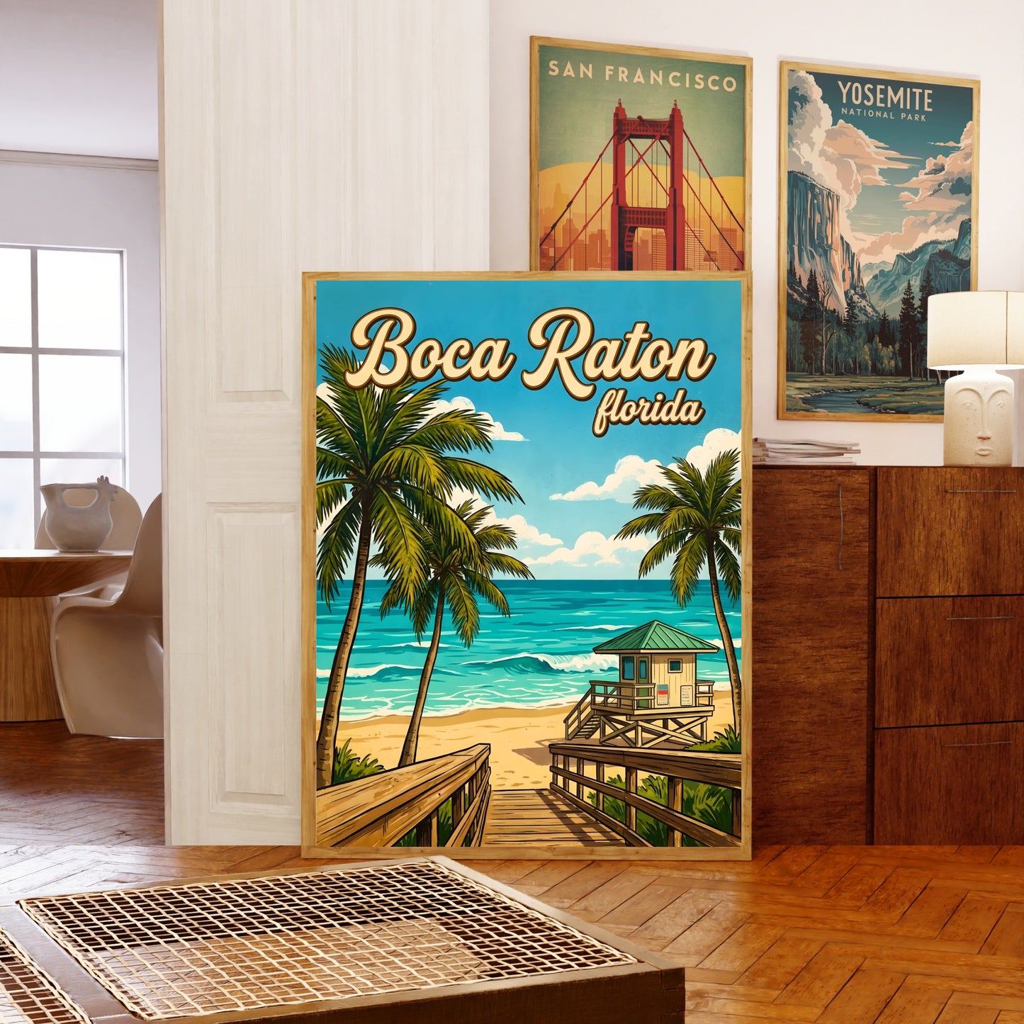 Boca Raton Vintage Travel Poster -Atlantic Blue Dreams