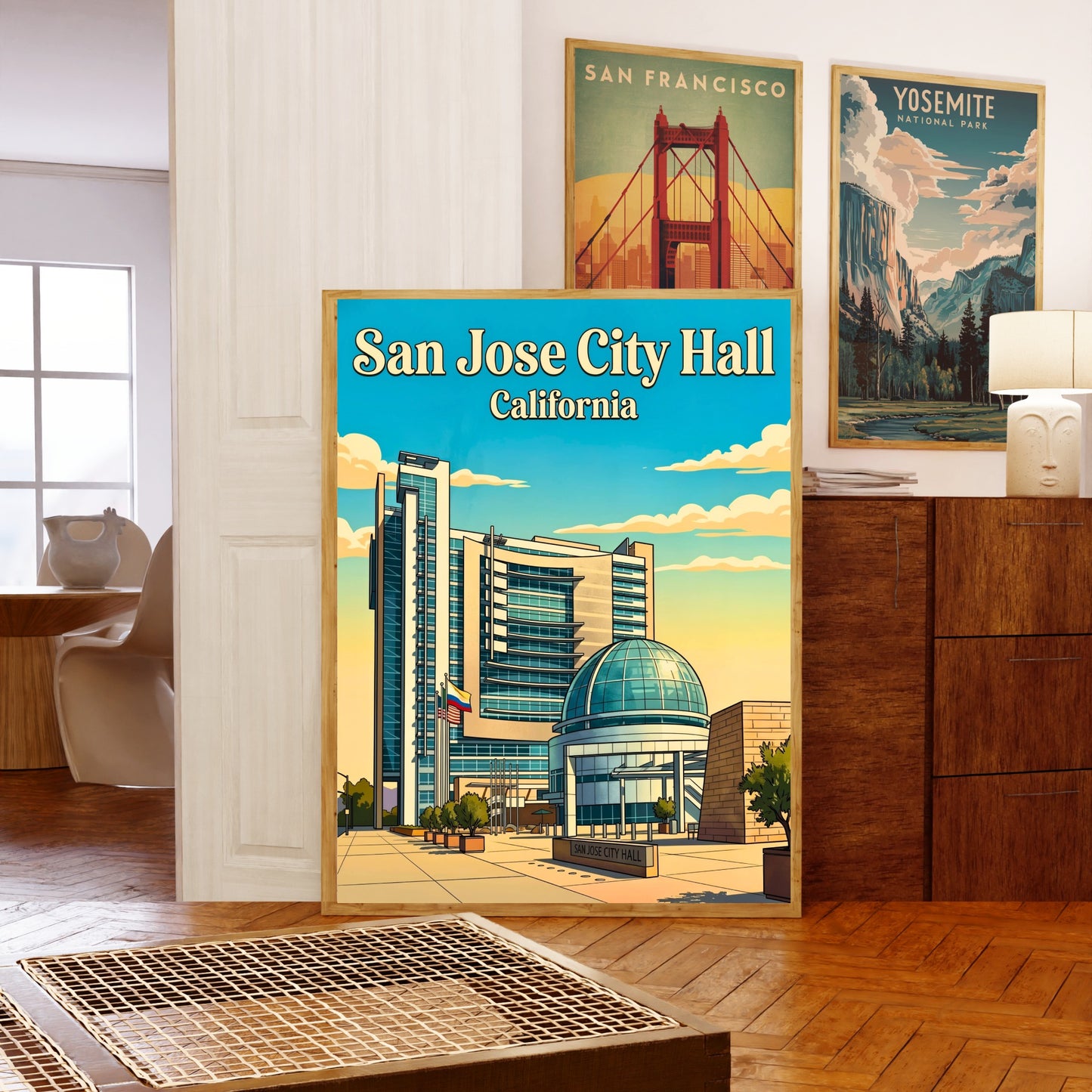 San Jose City Hall Vintage Travel Poster -  Dome