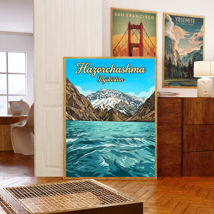 Hazorchashma Vintage Travel Poster -  Tajikistan