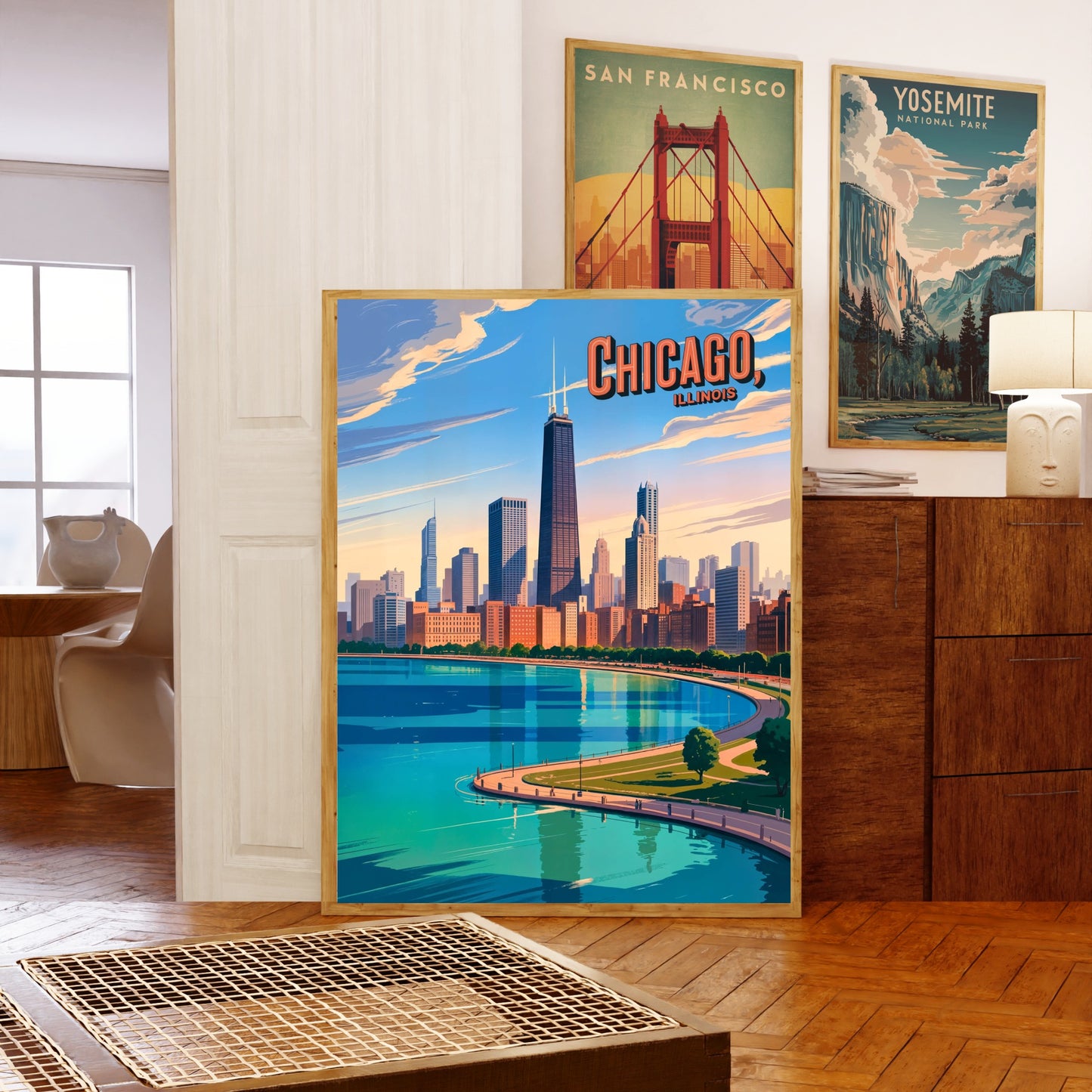 Chicago Vintage Travel Poster - Lakefront City View