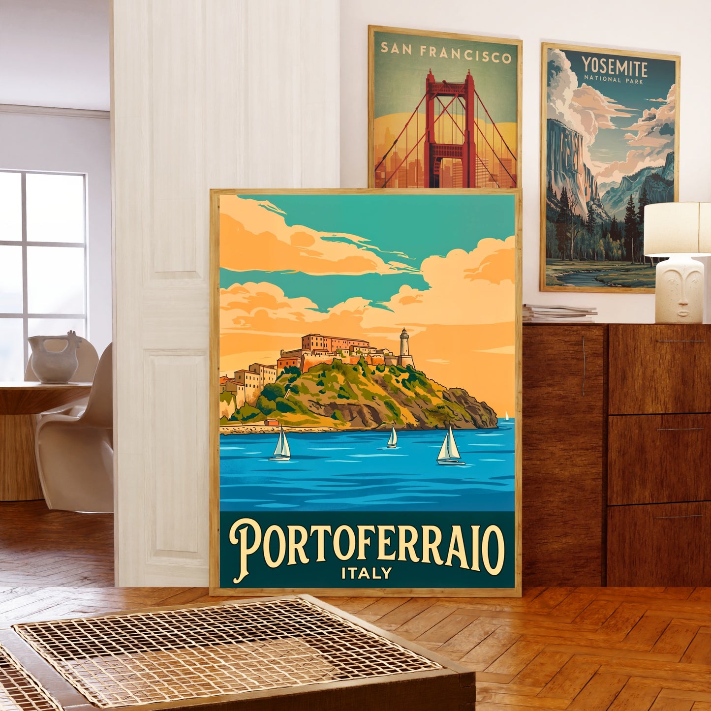 Portoferraio Vintage Travel Poster - Historic Harbor