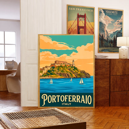 Portoferraio Vintage Travel Poster - Historic Harbor
