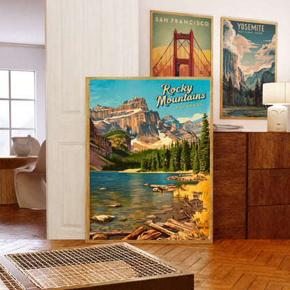 Rocky Mountains Vintage Travel Poster