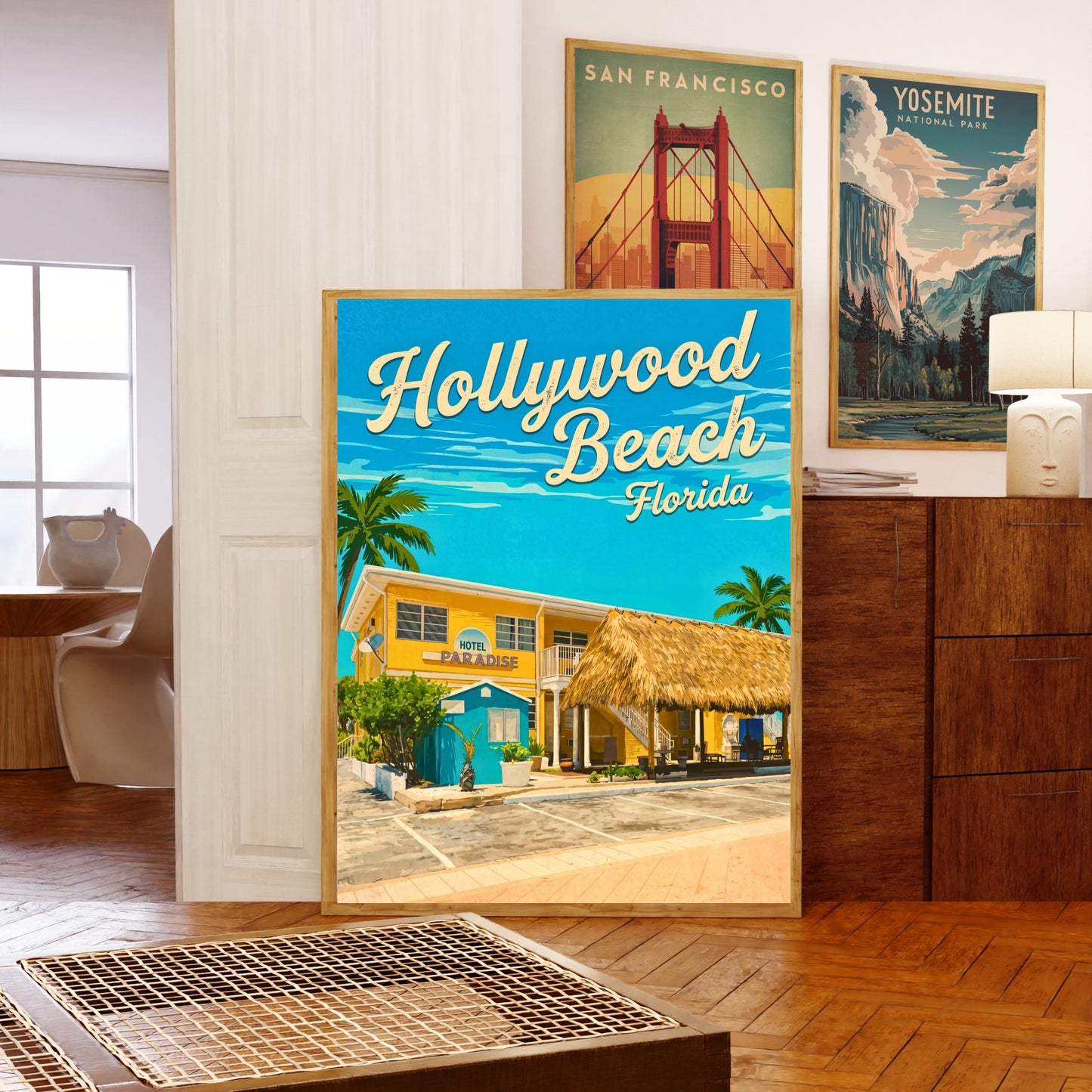 Hollywood Beach Vintage Travel Poster - Florida