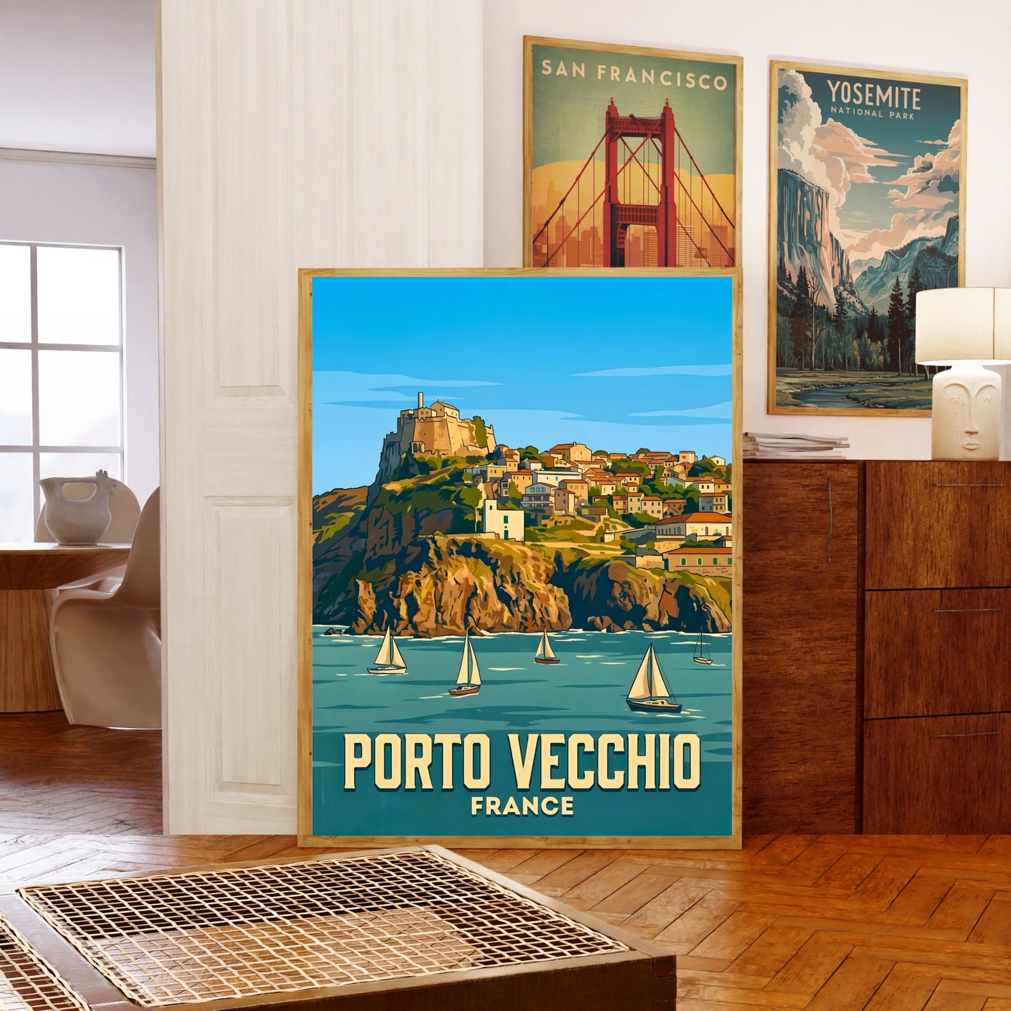 Porto Vecchio Vintage Travel Poster - Timeless Coastal Village