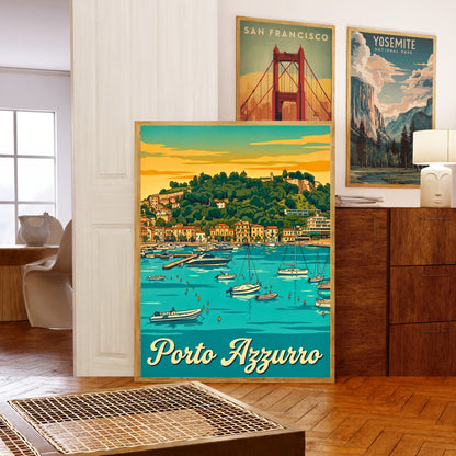 Porto Azzurro Vintage Travel Poster