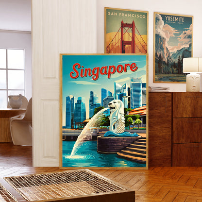 Singapore Vintage Travel Poster