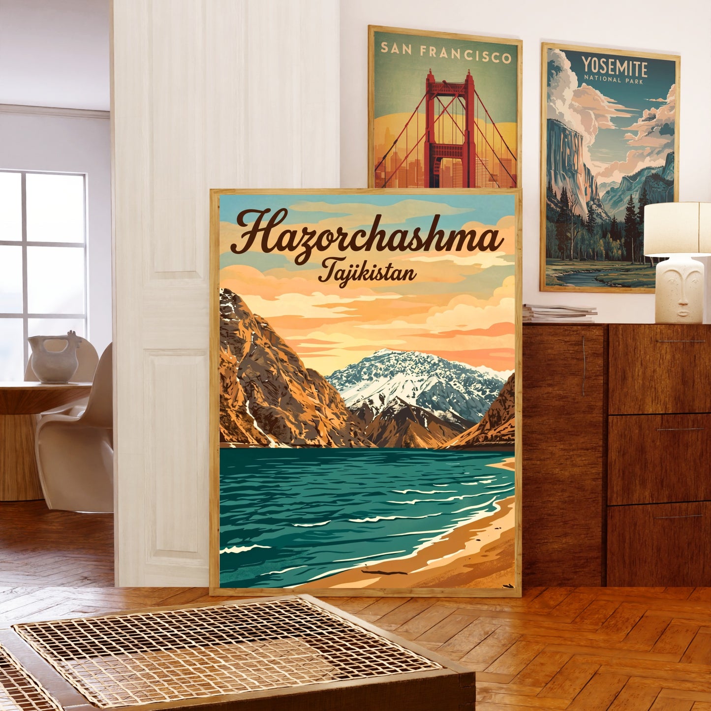 Hazorchashma Vintage Travel Poster -  Mountain Waters of Tajikistan