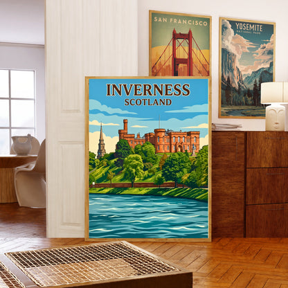 Inverness Vintage Travel Poster - Scotland Landmarks