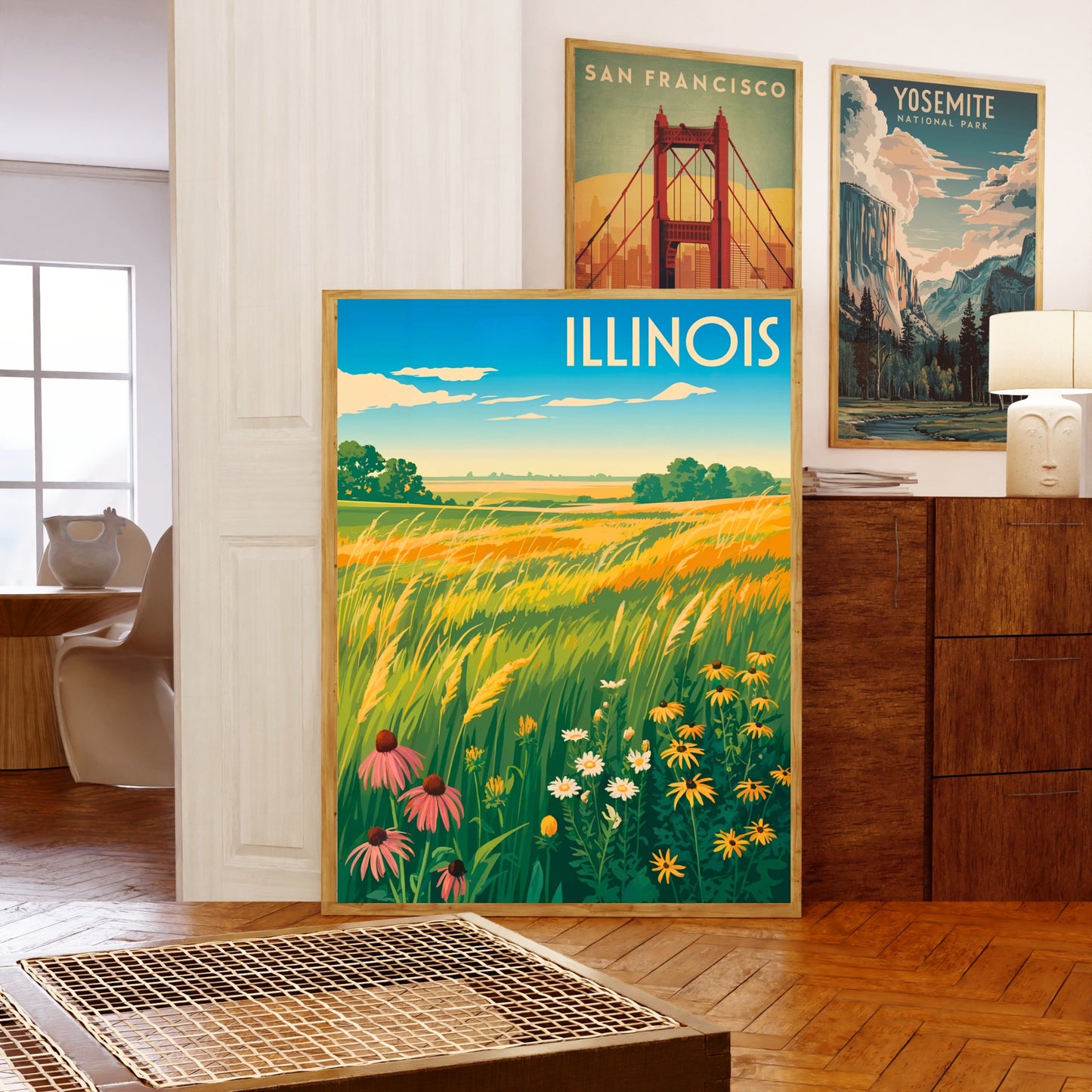 Illinois Vintage Travel Poster - Where the Prairie Lives
