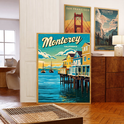 Monterey Vintage Travel Poster - California Charming Seaside Homes