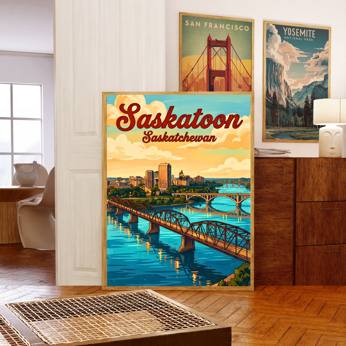 Saskatoon Vintage Travel Poster - Cityscape