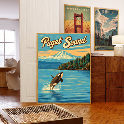 Puget Sound Vintage Travel Poster