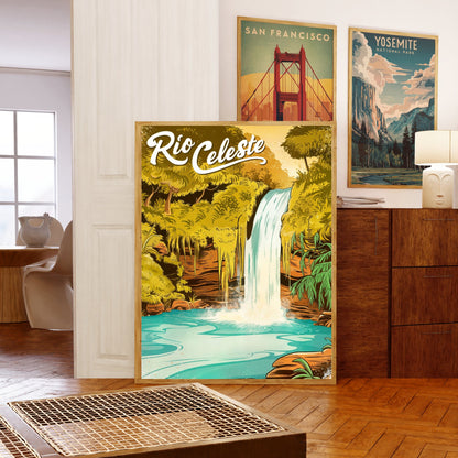 Rio Celeteste Vintage Travel Poster -  Enchanting Waters of Costa Rica