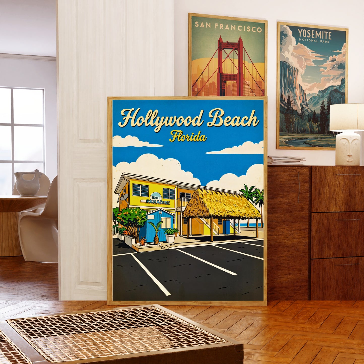 Hollywood Beach Vintage Travel Poster - Hotel Paradise by the Sea