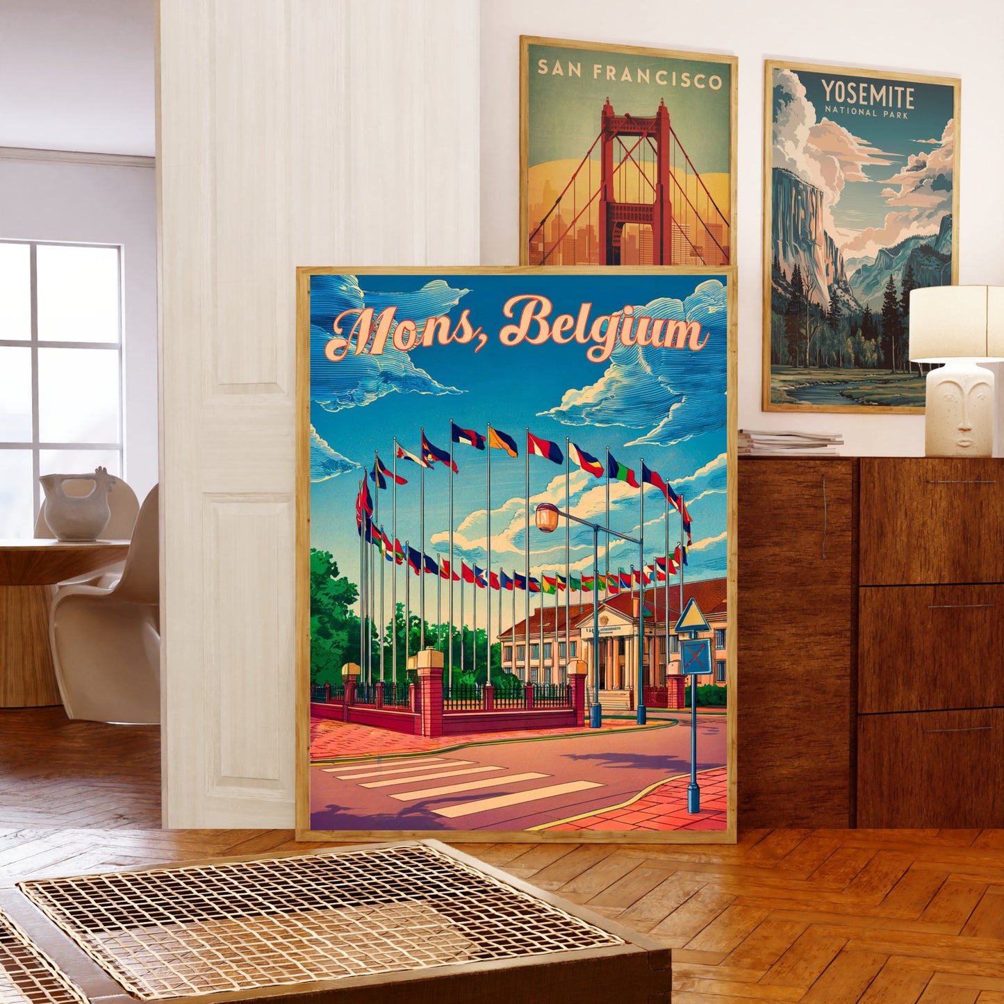 Mons, Belgium Vintage Travel Poster