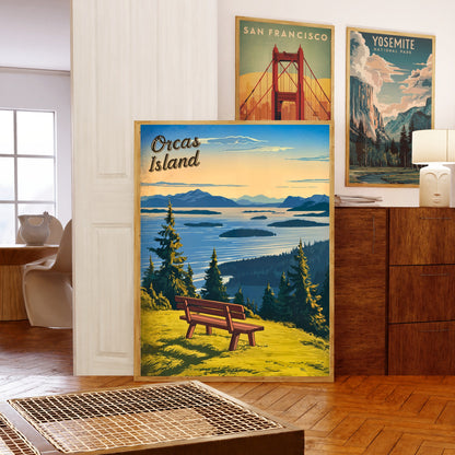 Orcas Island Vintage Travel Poster -  Home of the Whales