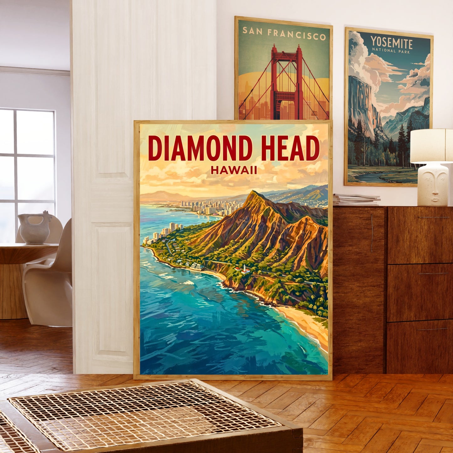 Diamond Head Crater Vintage Travel Poster