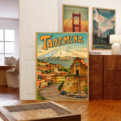 Taormina Vintage Travel Poster - City Street