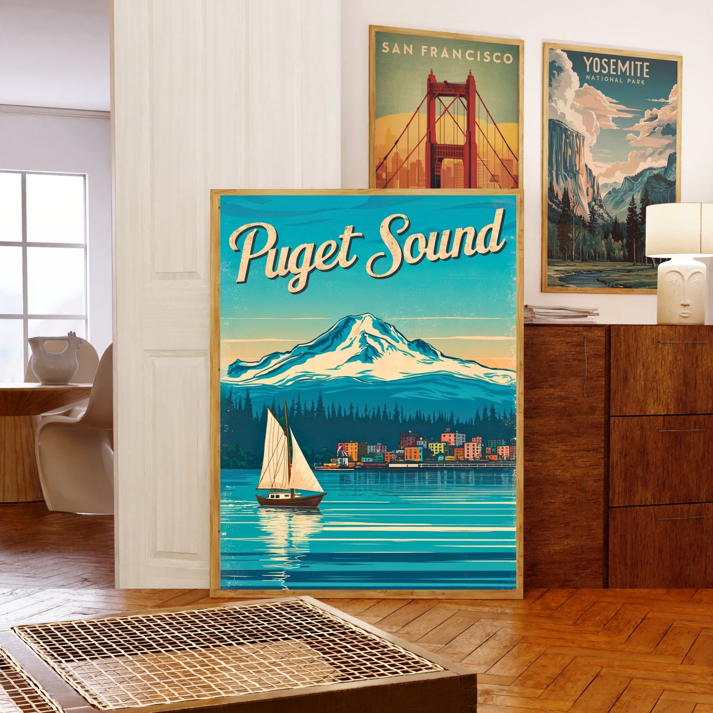 Puget Sound Vintage Travel Poster - Explore the Iconic Coastal Escape in Washington