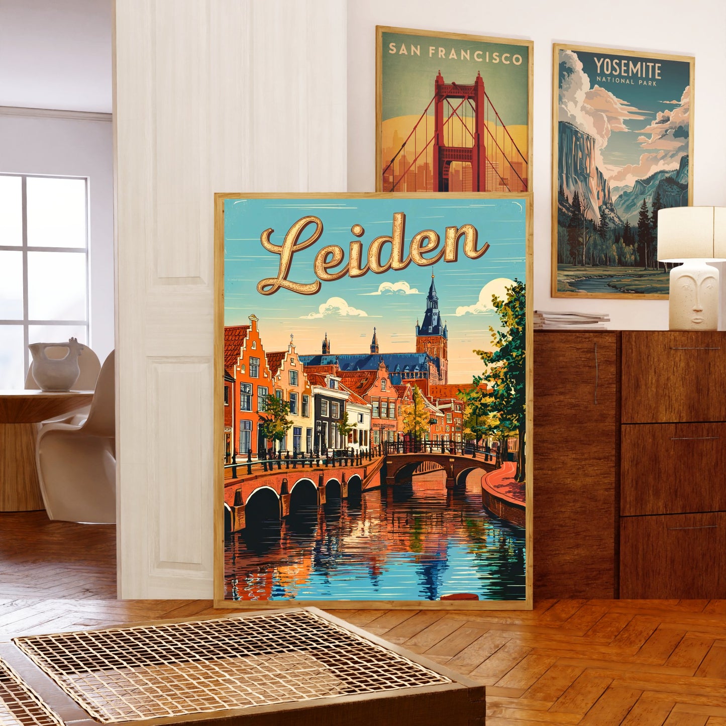 Leiden Vintage Travel Poster - Times Canal in Neitherlands