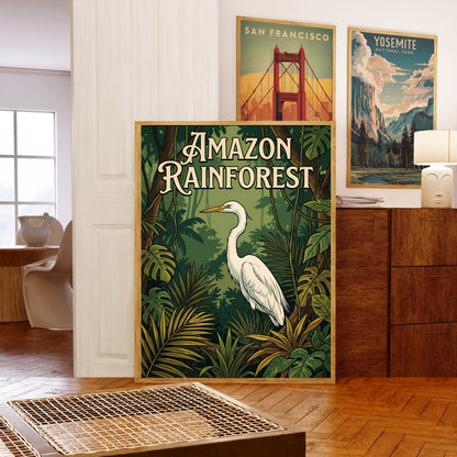 Amazon Rainforest Vintage Travel Poster