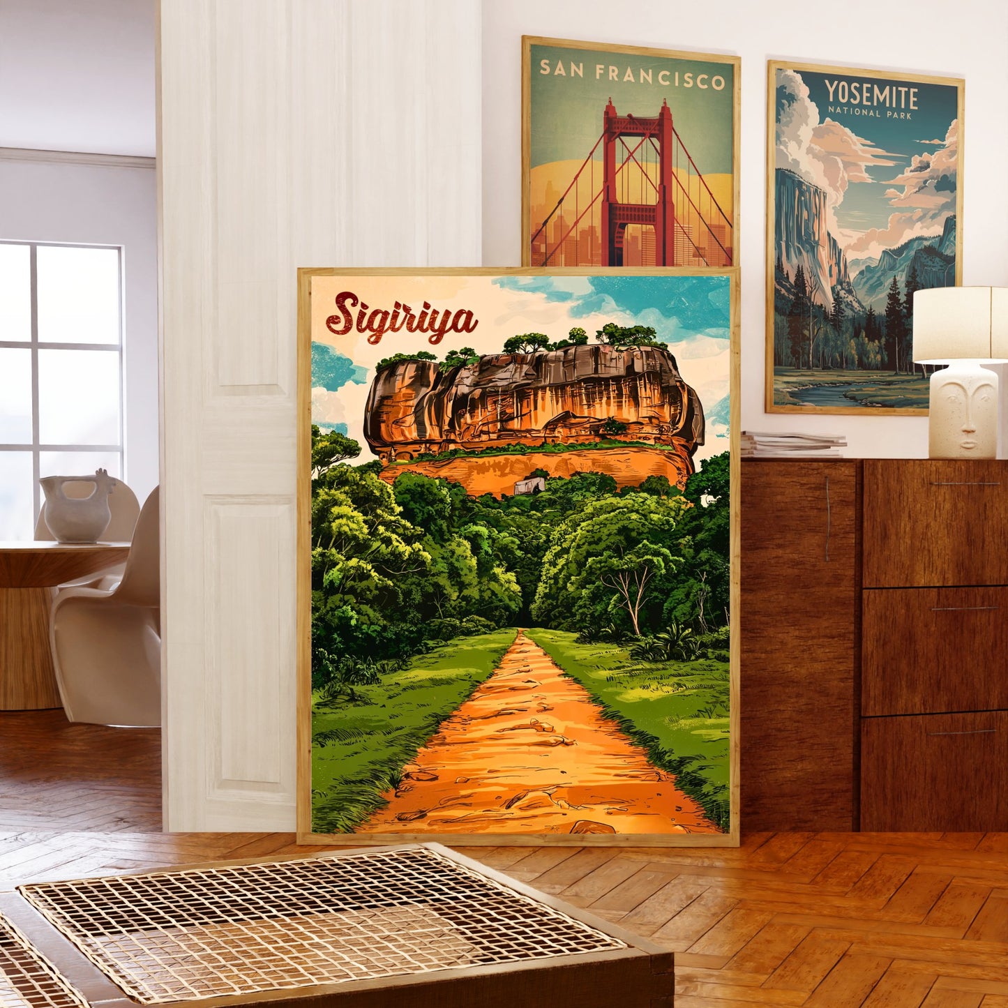 Sigiriya Vintage Travel Poster - The Lion Rock Fortress of Sri Lanka
