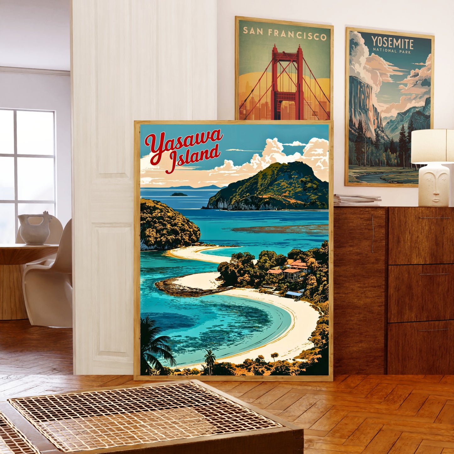 Yasawa Island Vintage Travel Poster - Captivating Island Blue Waters