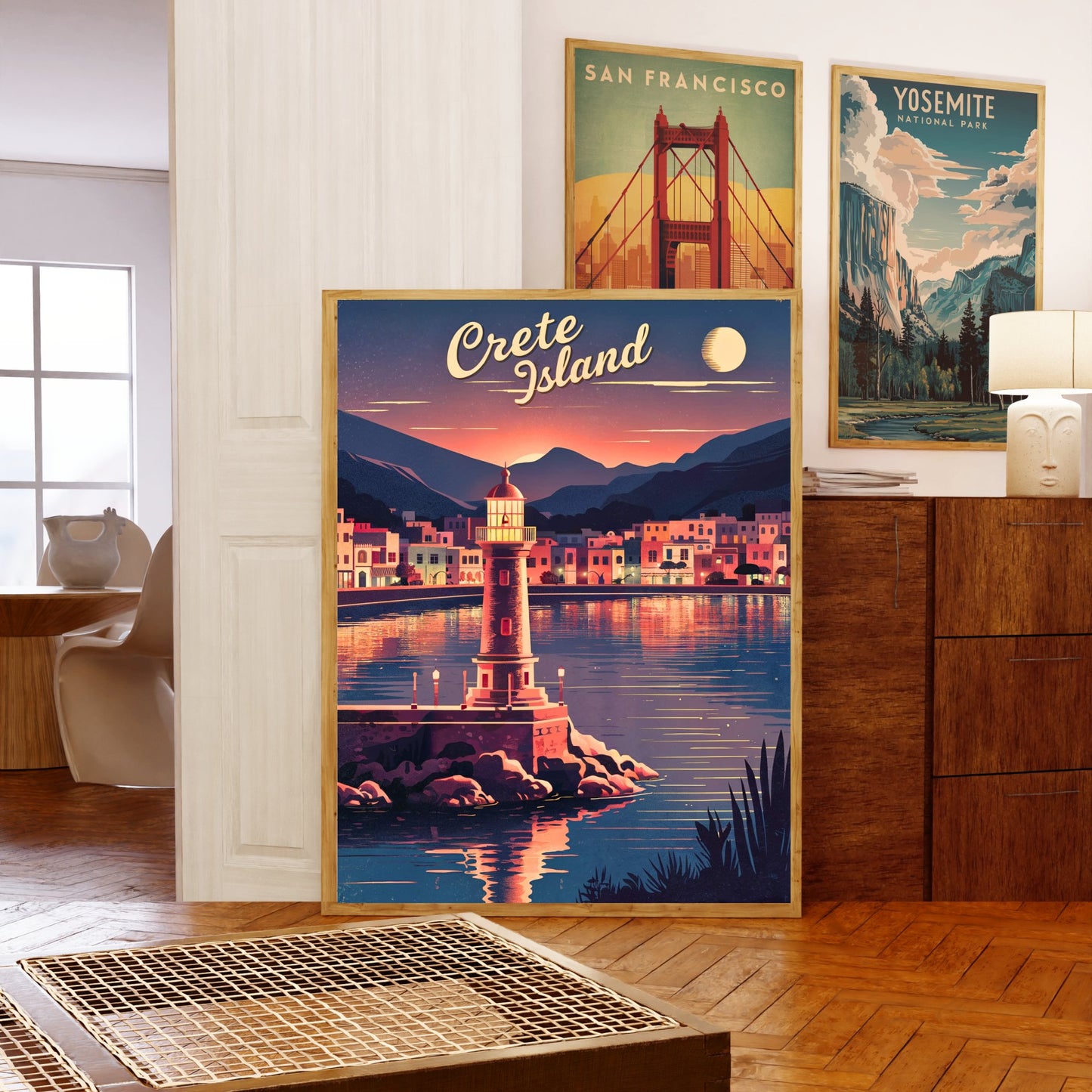 Crete Island Vintage Travel Poster - Chania Greece