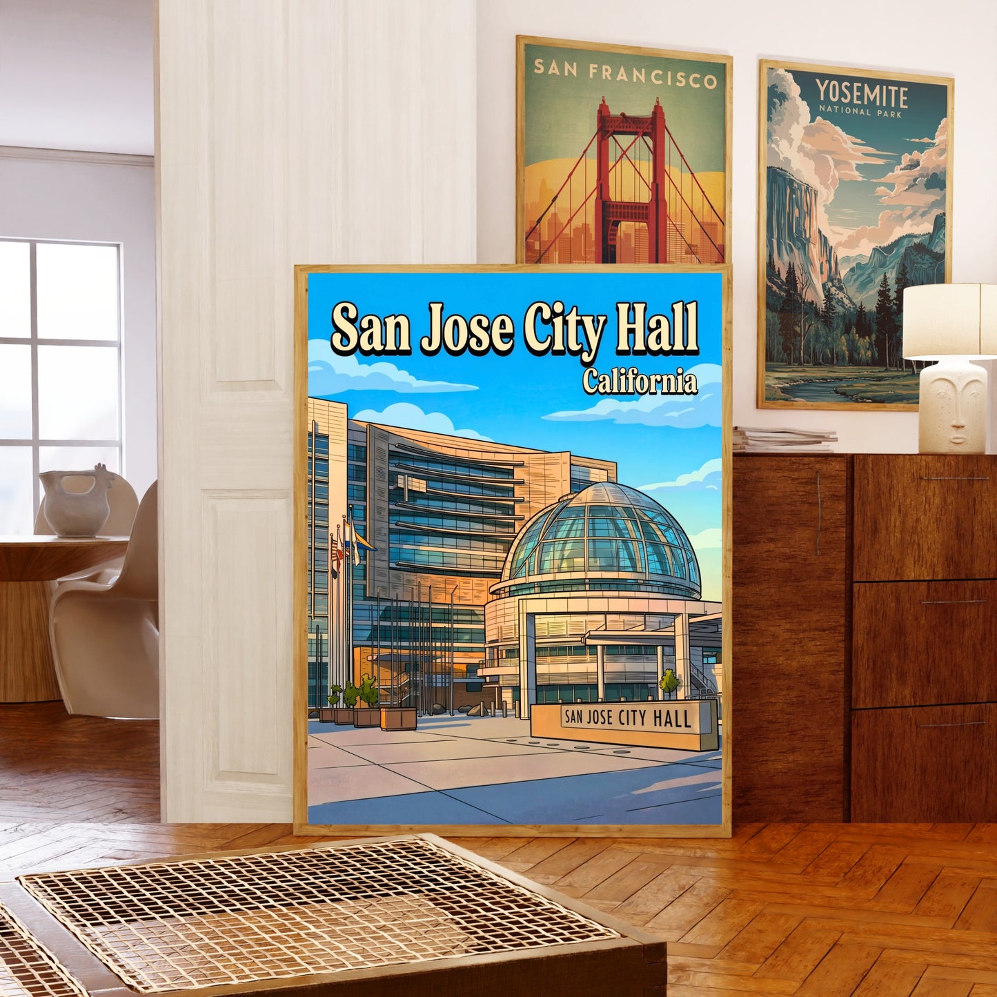 San Jose City Hall Vintage Travel Poster - California