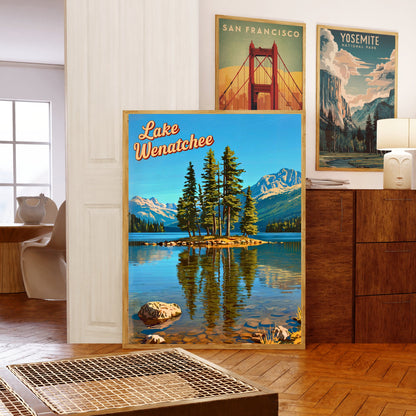 Lake Wenatchee Vintage Travel Poster