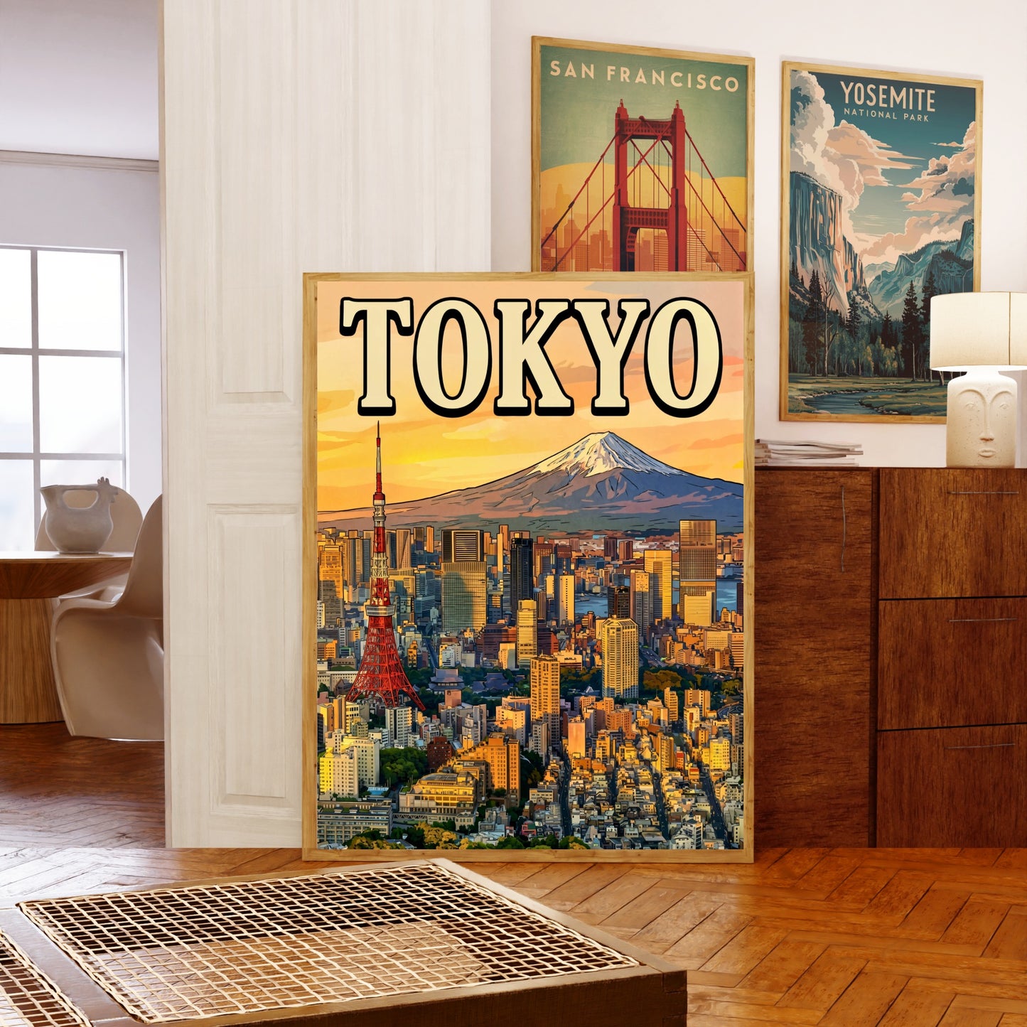 Tokyo Vintage Travel Poster - Japan Captivating View of Mount Fuji and City