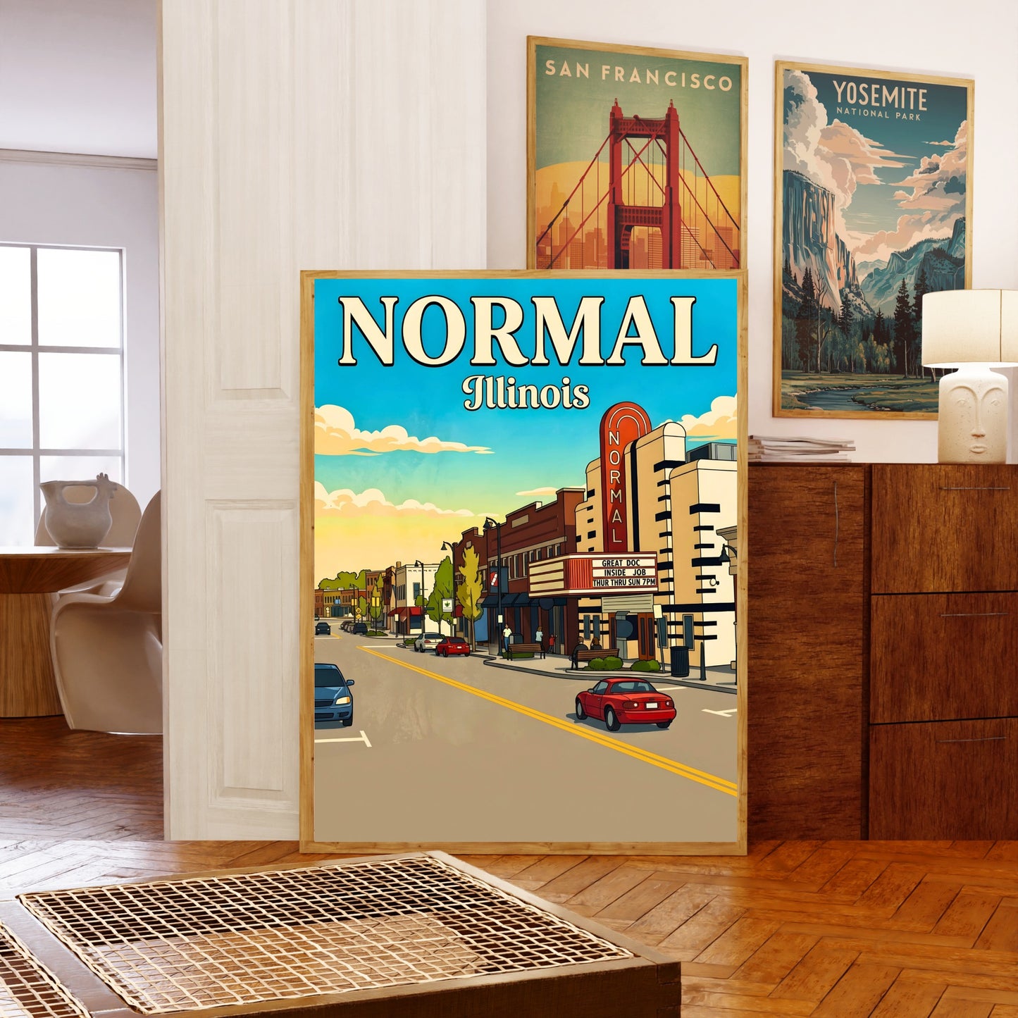 Normal, Illinois Vintage Travel Poster - Middle of the Day Street View