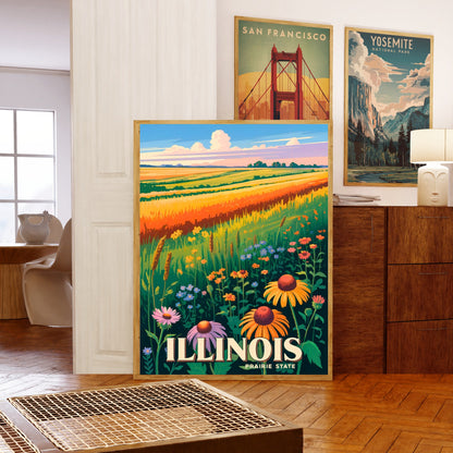 Illinois Vintage Travel Poster - The Prairie State Beauty