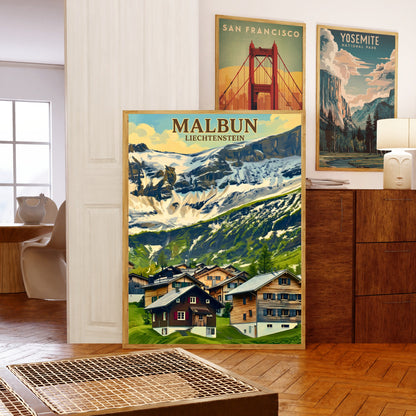 Malbun Vintage Travel Poster - Mountain Charm