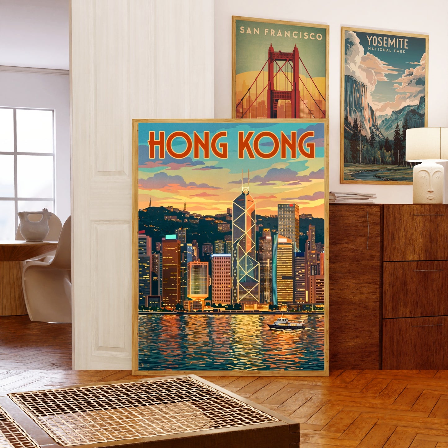 Hong Kong Vintage Travel Poster - Captivating City Skyline