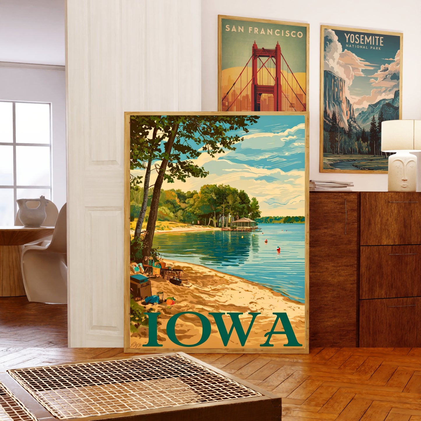 Iowa Vintage Travel Poster  - Spirit Lake Iconic View