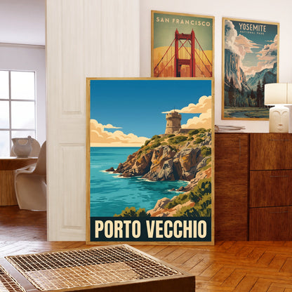 Porto Vecchio Vintage Travel Poster - Seaside Serenity