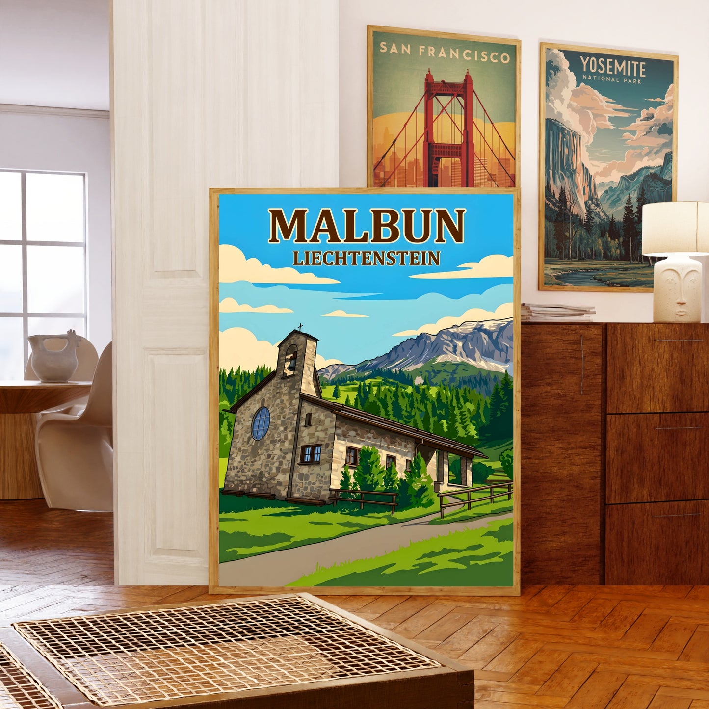Malbun Vintage Travel Poster - Church